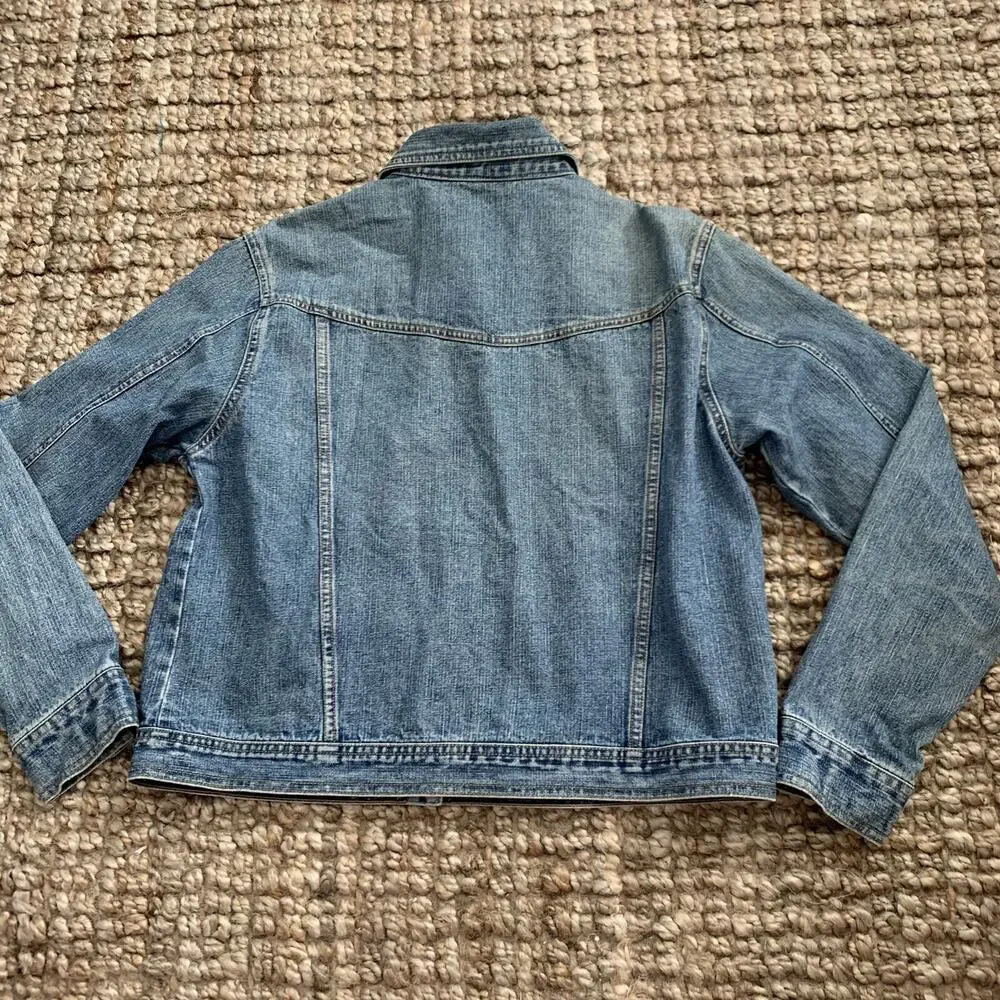 Vintage 90s Jean Jacket Bill Blass Womens Size Medium 100% Cotton Denim Trucker